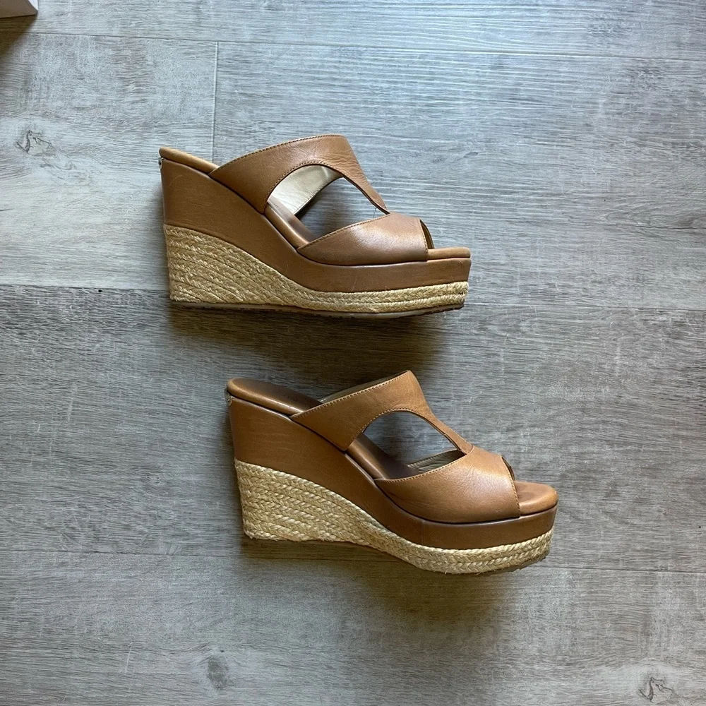 Jimmy Choo Pacane Tan Vacchetta Wedges size 35.5 - Picture 4 of 9